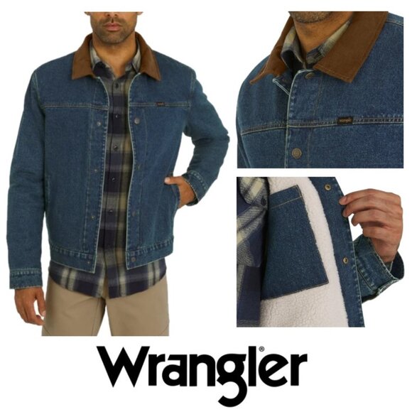 NWT Wrangler Men's Ranchman Fleece Lining Denim Jacket - Picture 1 of 11